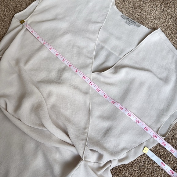 All Saints Mia Crepe V Neck Wrap Blouse Cream/Tan - Picture 7 of 8